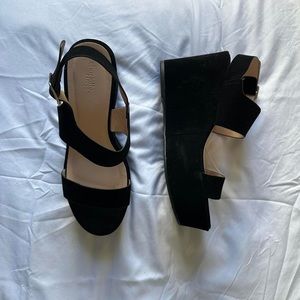 CHARLOTTE RUSSE BLACK, PLATFORM WEDGES